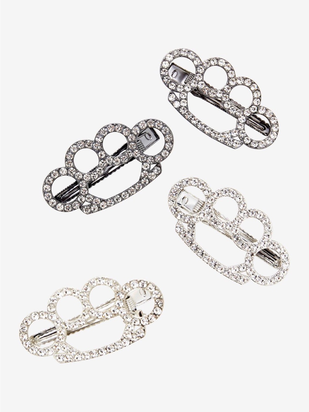 Crystal Rhinestone Hair Clips - Silver Sparkle Set of 4
